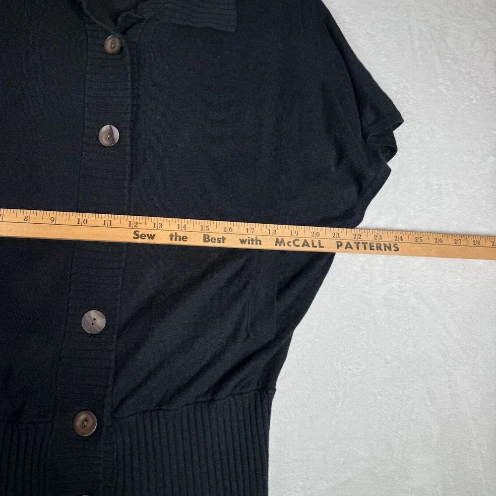 Lilla P Charcoal Gray‎ Short Sleeve Cashmere Blend Button Up Cardigan Size S